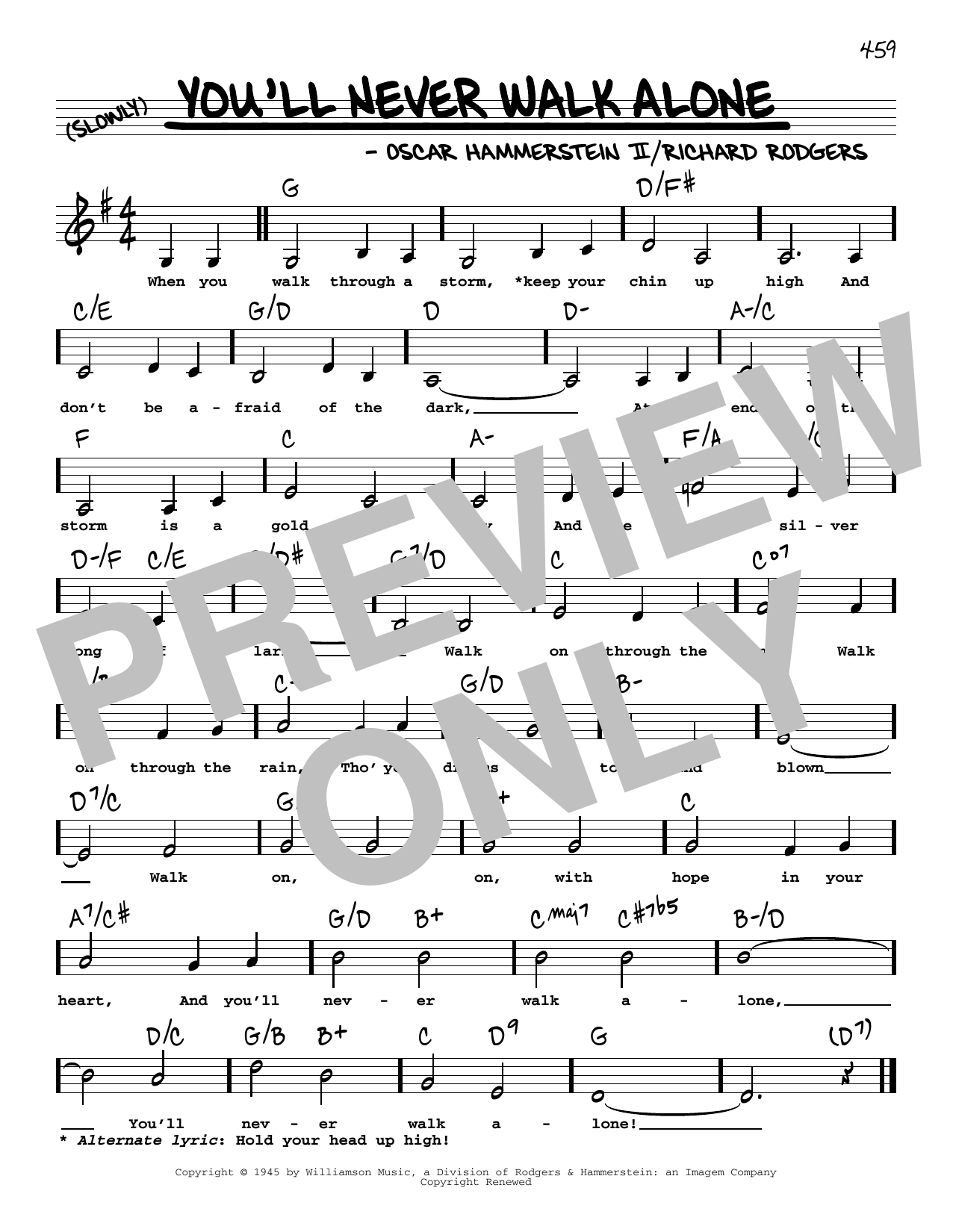 Rodgers & Hammerstein You'll Never Walk Alone (Low Voice) (from Carousel) sheet music notes and chords. Download Printable PDF.