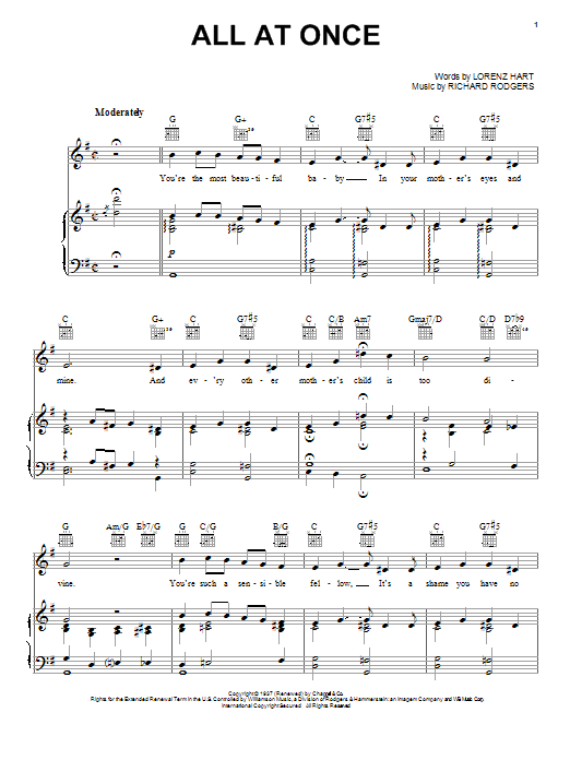 Rodgers & Hart All At Once sheet music notes and chords. Download Printable PDF.