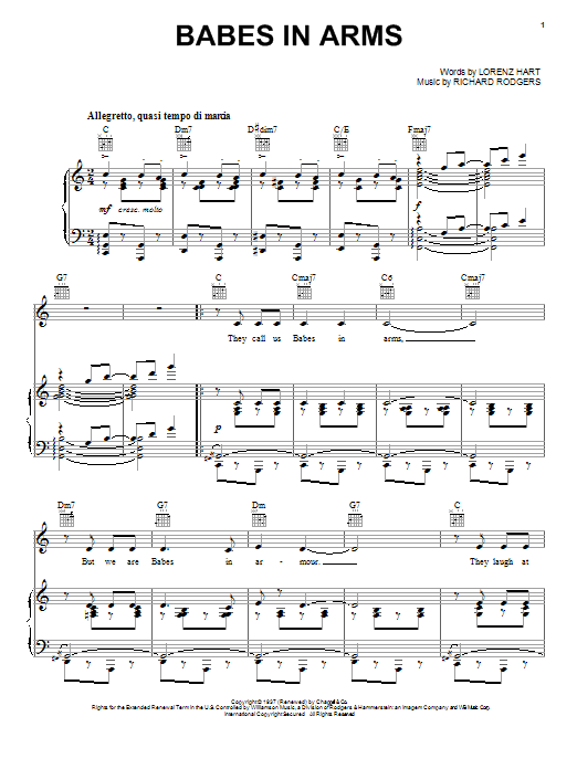 Learn to play Rodgers & Hart Babes In Arms sheet music for Piano, Vocal & Guitar Chords (Right-Hand Melody) in minutes. Price: 7.8900$ Rodgers & Hart Babes In Arms sheet music notes and chords arranged for Piano, Vocal & Guitar Chords (Right-Hand Melody)