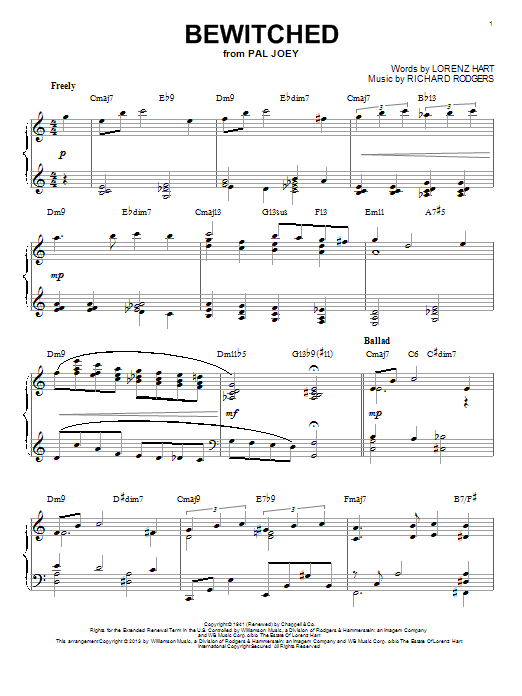 Rodgers & Hart Bewitched [Jazz version] (arr. Brent Edstrom) sheet music notes and chords arranged for Piano Solo