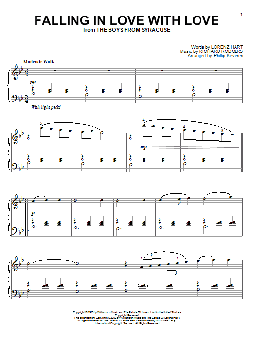 Rodgers & Hart Falling In Love With Love sheet music notes and chords. Download Printable PDF.