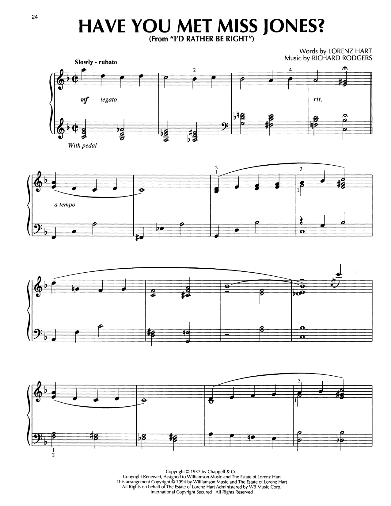 Learn to play Rodgers & Hart Have You Met Miss Jones? (from I'd Rather Be Right) (arr. Bill Boyd) sheet music for Piano Solo in minutes. Price: 7.8900$ Rodgers & Hart Have You Met Miss Jones? (from I'd Rather Be Right) (arr. Bill Boyd) sheet music notes and chords arranged for Piano Solo