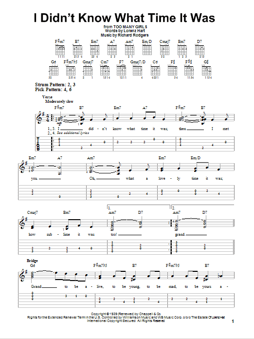 Rodgers & Hart I Didn't Know What Time It Was sheet music notes and chords. Download Printable PDF.