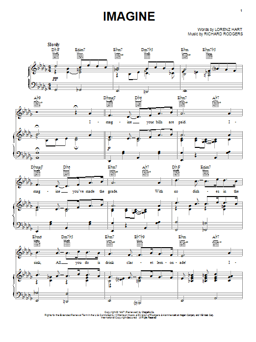 Rodgers & Hart Imagine sheet music notes and chords. Download Printable PDF.