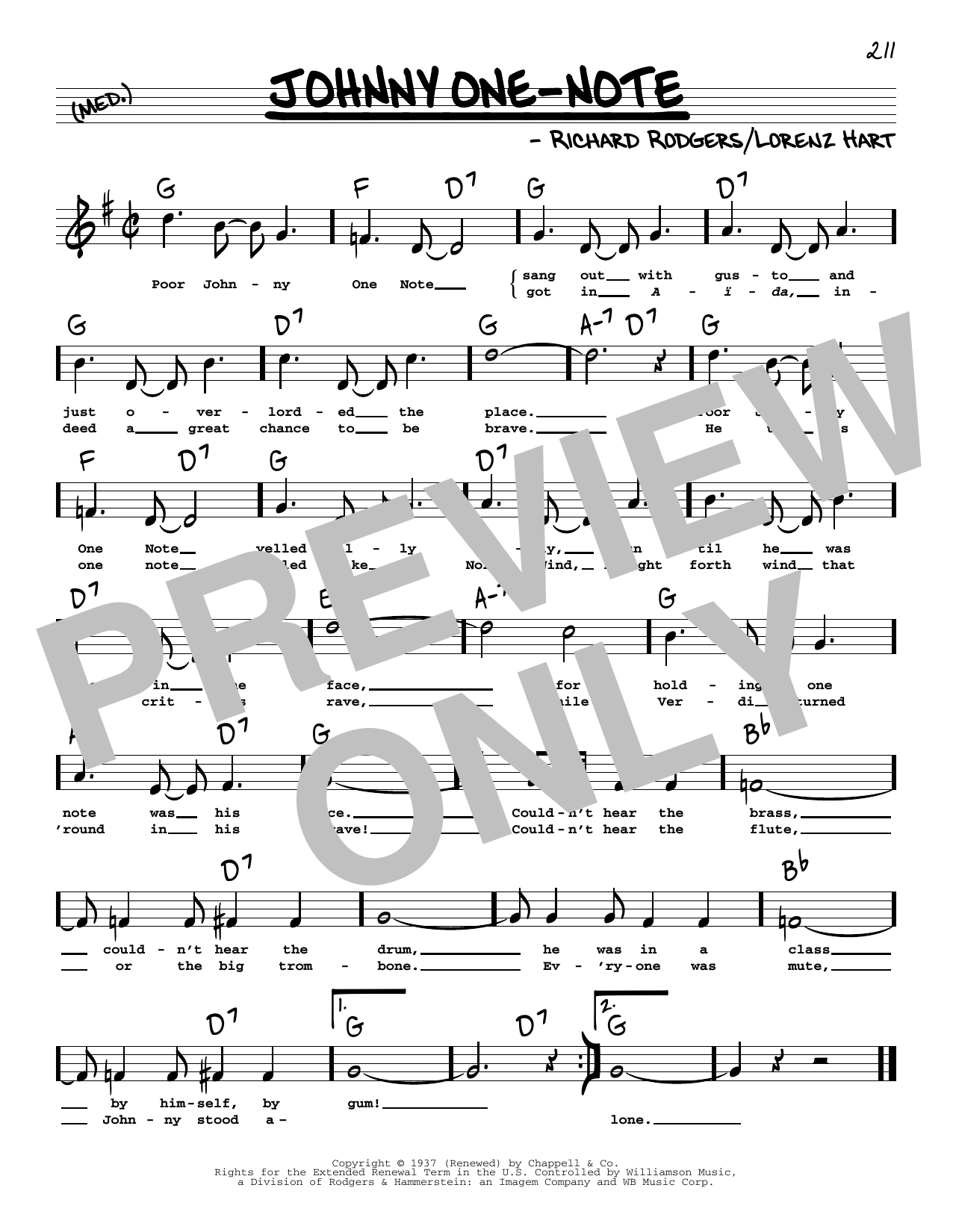 Learn to play Rodgers & Hart Johnny One-Note (High Voice) (from Babes In Arms) sheet music for Real Book – Melody, Lyrics & Chords in minutes. Price: 5.9900$ Rodgers & Hart Johnny One-Note (High Voice) (from Babes In Arms) sheet music notes and chords arranged for Real Book – Melody, Lyrics & Chords
