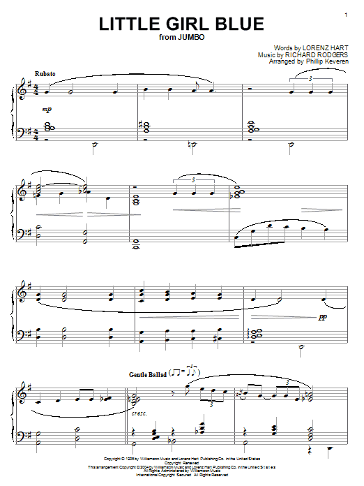 Learn to play Rodgers & Hart Little Girl Blue sheet music for Piano Solo in minutes. Price: 7.8900$ Rodgers & Hart Little Girl Blue sheet music notes and chords arranged for Piano Solo