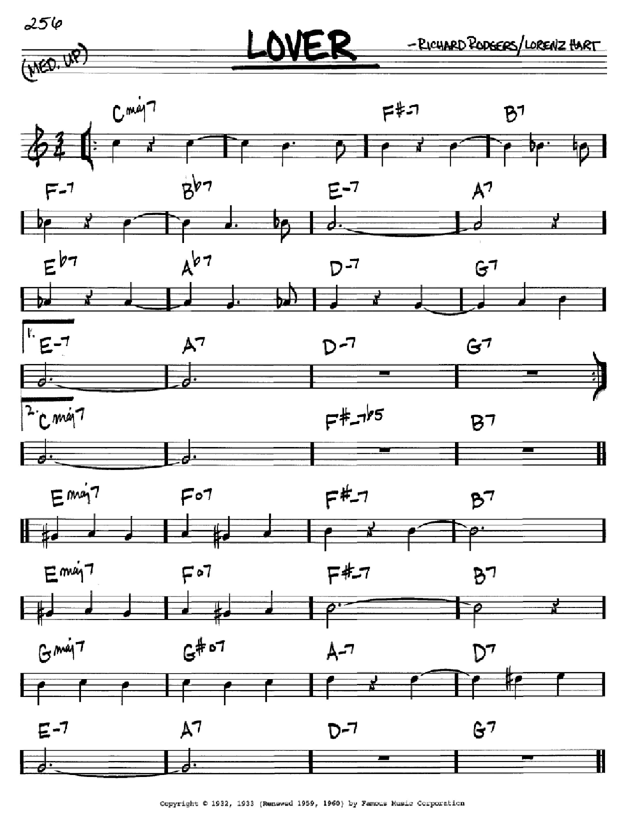 Learn to play Rodgers & Hart Lover sheet music for Real Book – Melody, Lyrics & Chords in minutes. Price: 5.9900$ Rodgers & Hart Lover sheet music notes and chords arranged for Real Book – Melody, Lyrics & Chords