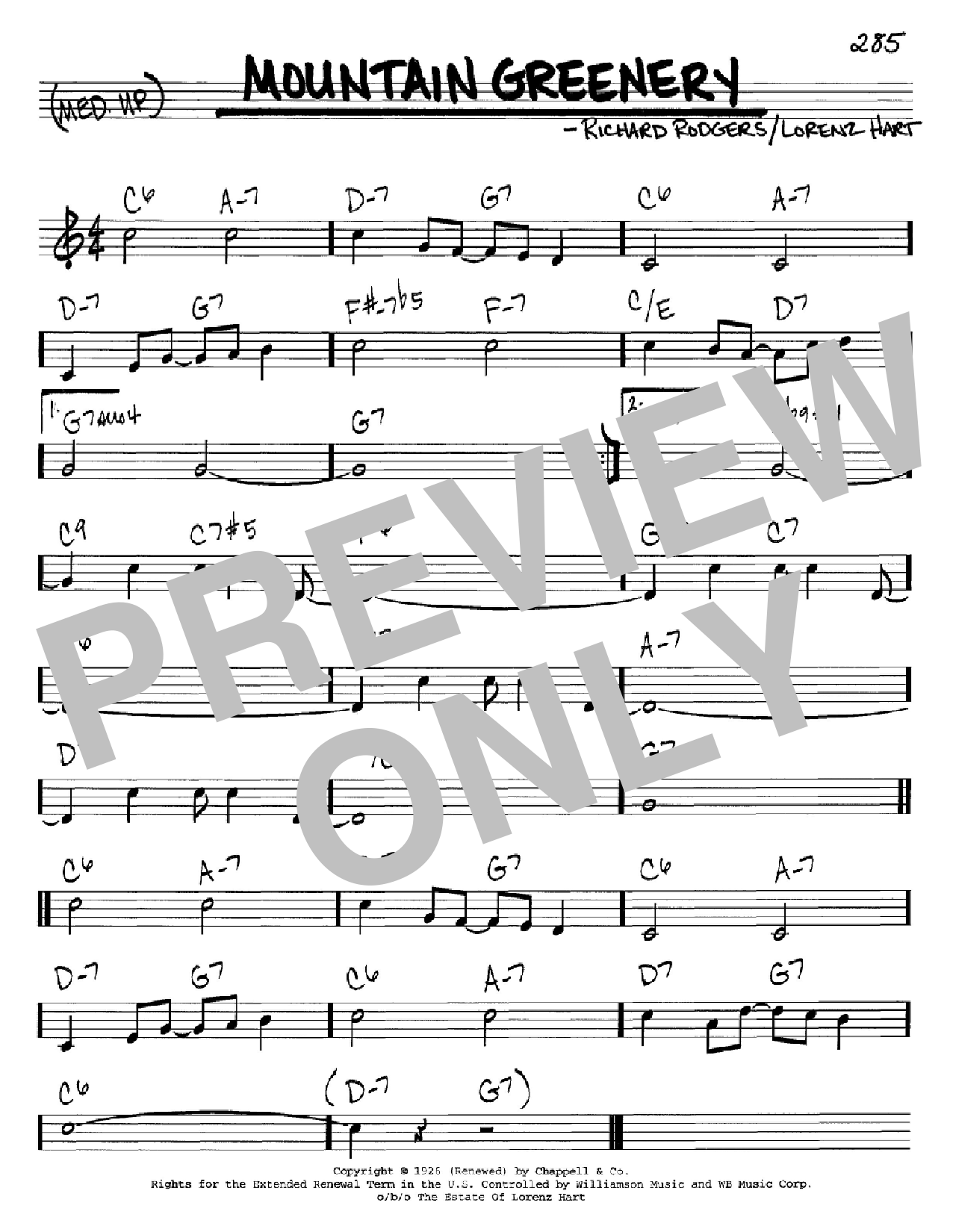 Rodgers & Hart Mountain Greenery sheet music notes and chords. Download Printable PDF.