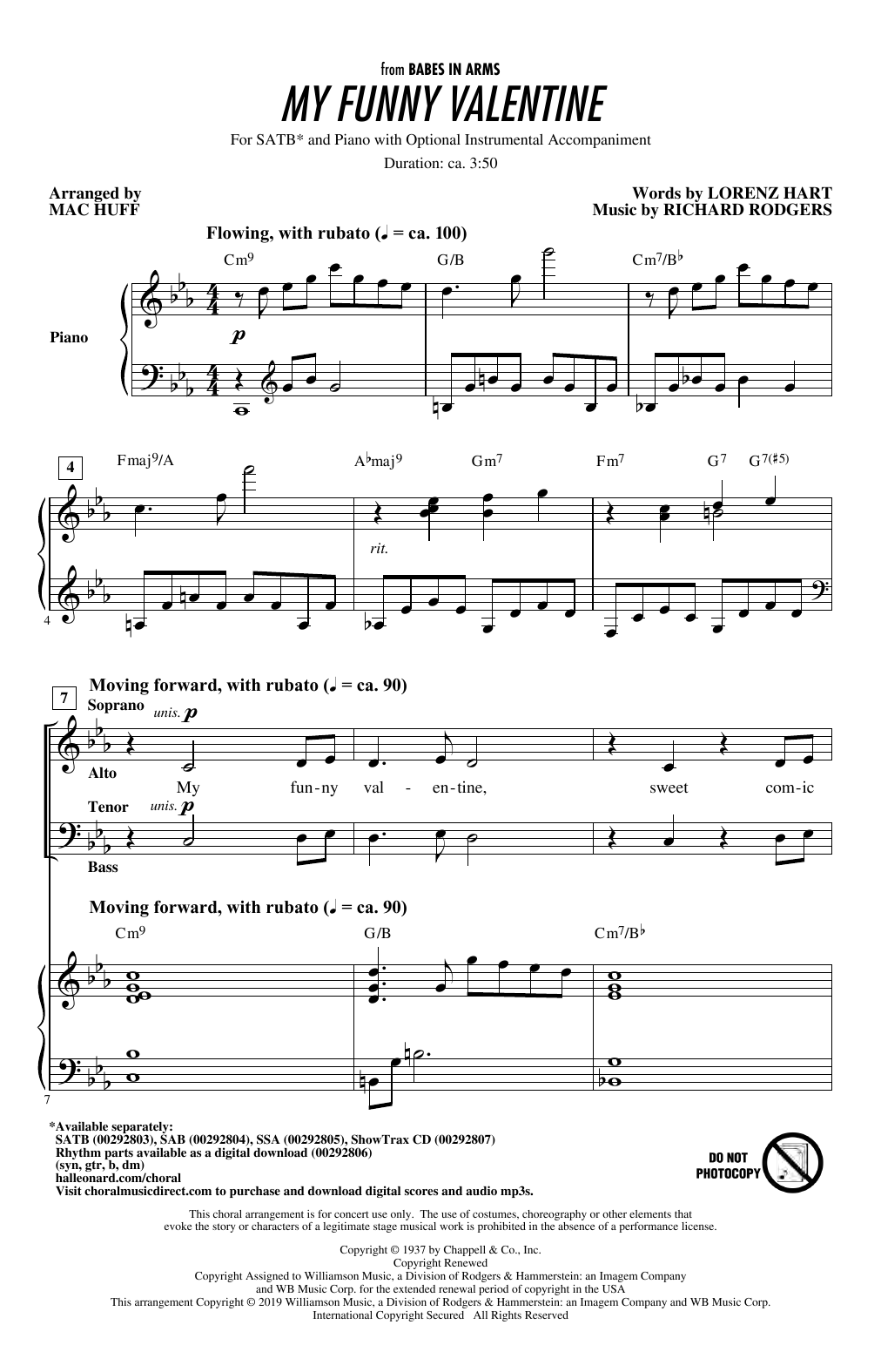 Rodgers & Hart My Funny Valentine (arr. Mac Huff) sheet music notes and chords. Download Printable PDF.