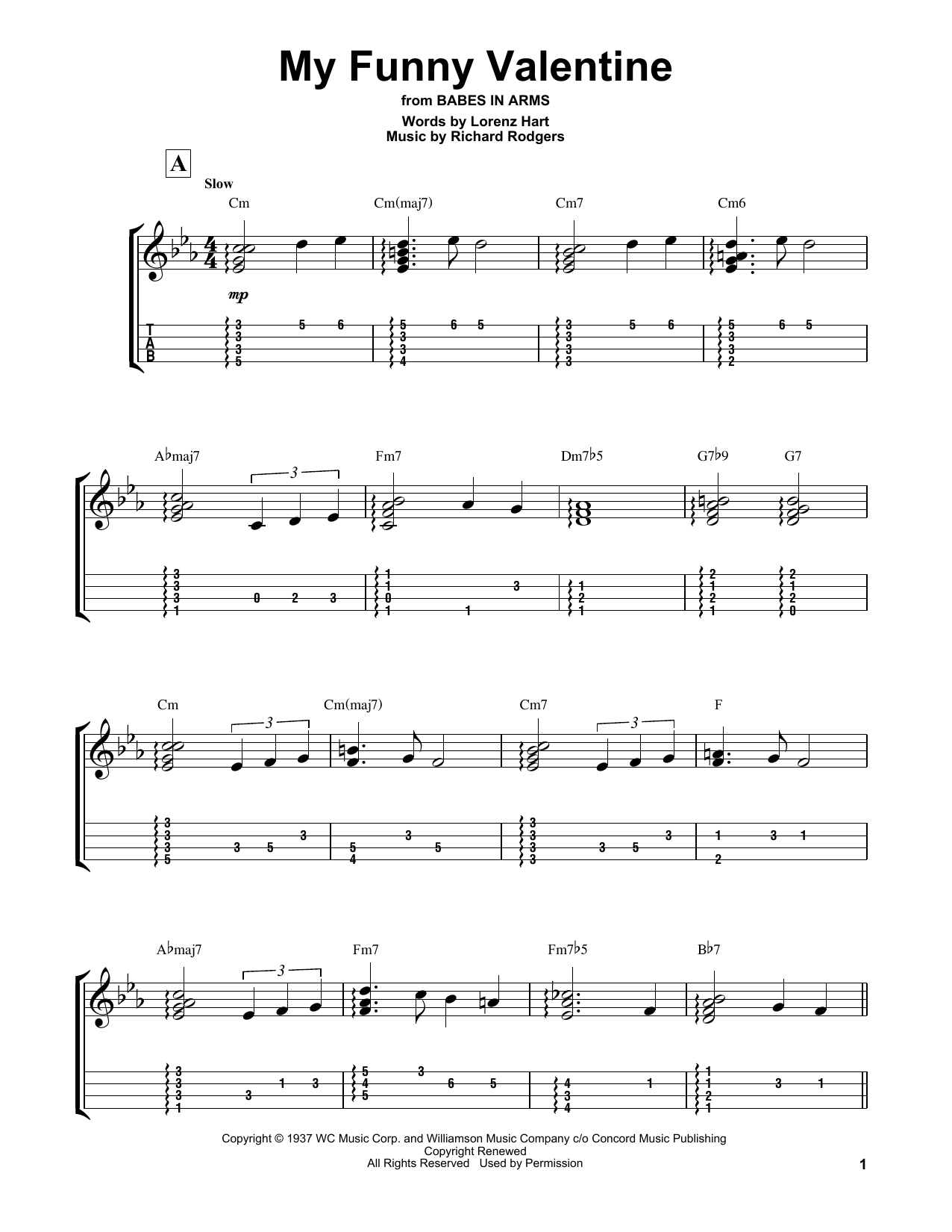 Rodgers & Hart My Funny Valentine (from Babes In Arms) sheet music notes and chords. Download Printable PDF.