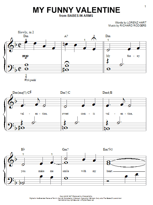 Rodgers & Hart My Funny Valentine sheet music notes and chords arranged for Clarinet Solo