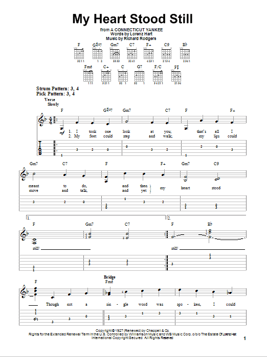 Rodgers & Hart My Heart Stood Still sheet music notes and chords arranged for Easy Piano