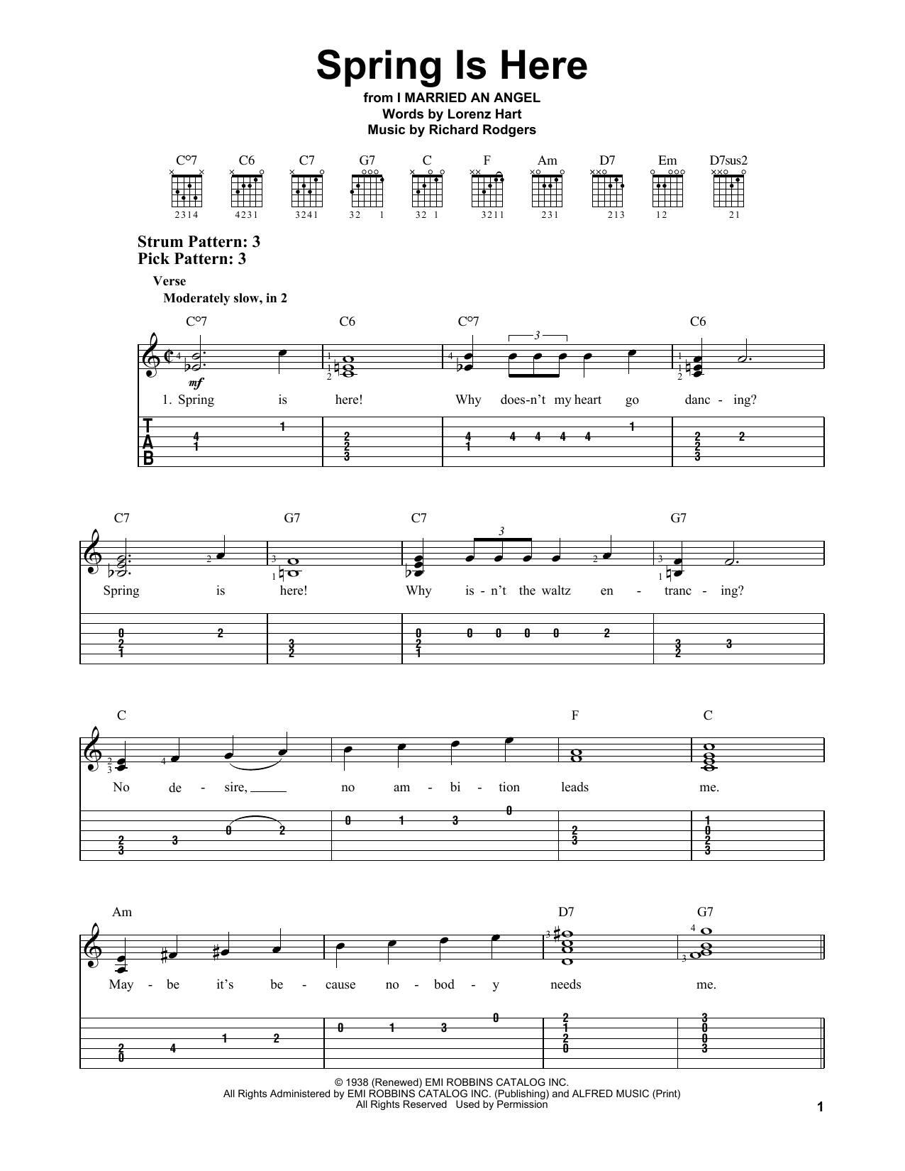 Rodgers & Hart Spring Is Here sheet music notes and chords. Download Printable PDF.