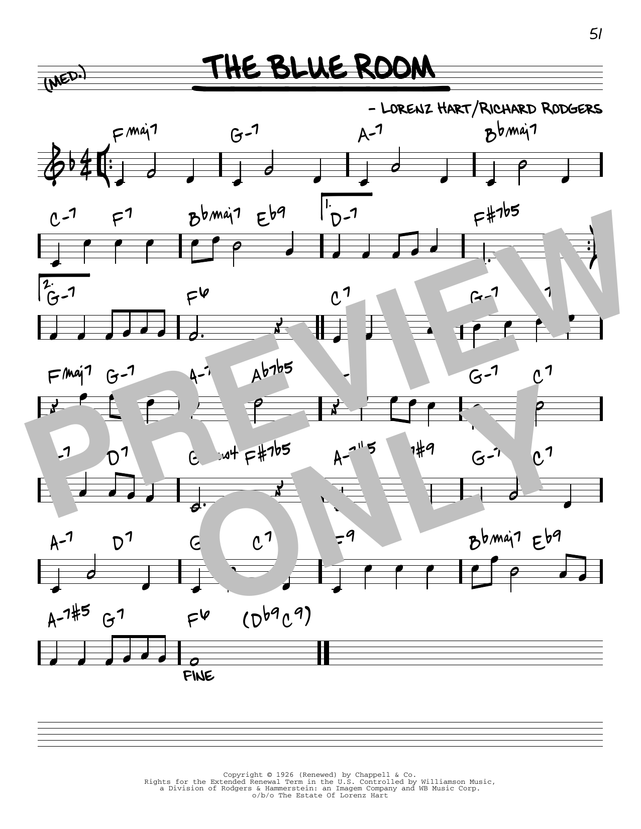 Rodgers & Hart The Blue Room [Reharmonized version] (arr. Jack Grassel) sheet music notes and chords arranged for Real Book – Melody & Chords