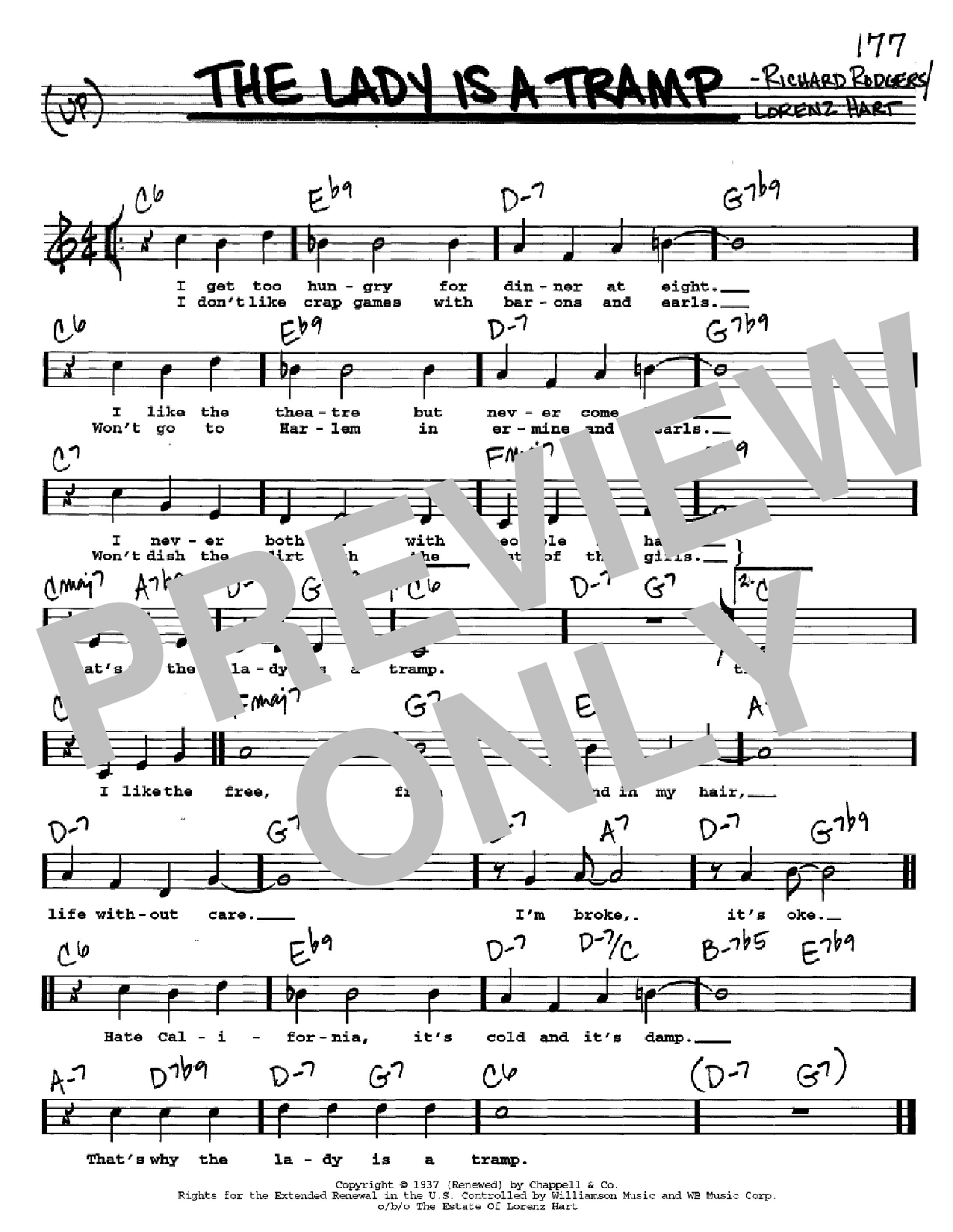 Rodgers & Hart The Lady Is A Tramp sheet music notes and chords. Download Printable PDF.