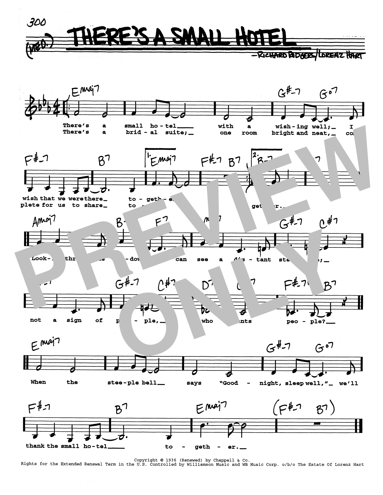 Rodgers & Hart There's A Small Hotel (Low Voice) sheet music notes and chords. Download Printable PDF.