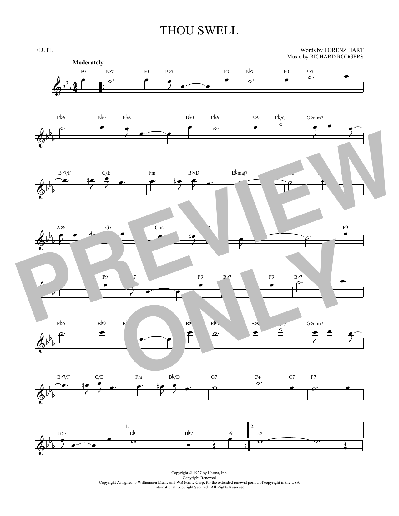 Rodgers & Hart Thou Swell sheet music notes and chords. Download Printable PDF.