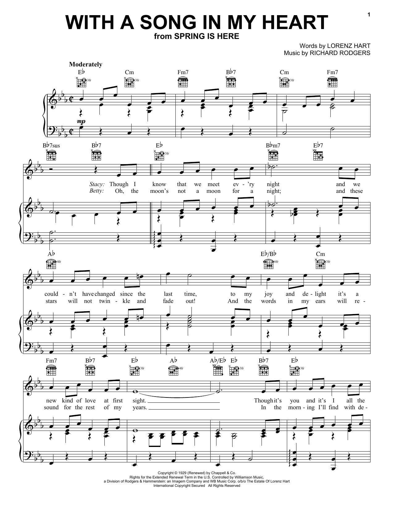 Rodgers & Hart With A Song In My Heart sheet music notes and chords. Download Printable PDF.