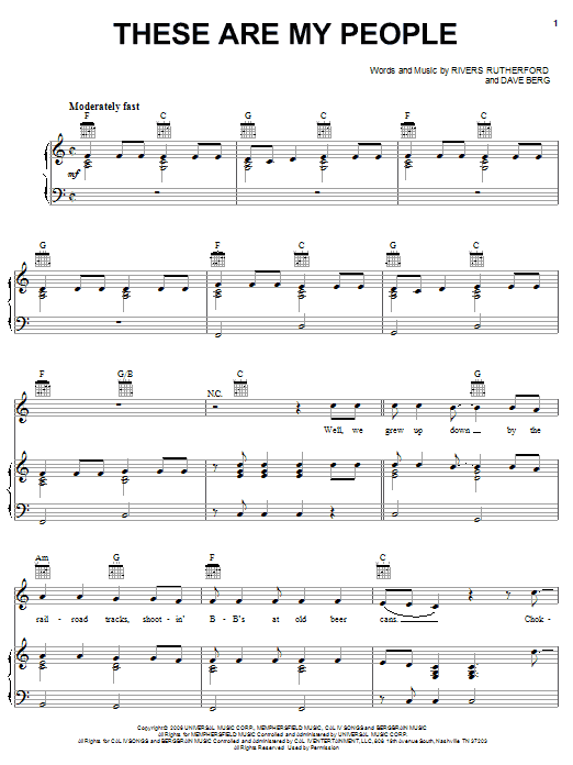 Rodney Atkins These Are My People sheet music notes and chords. Download Printable PDF.