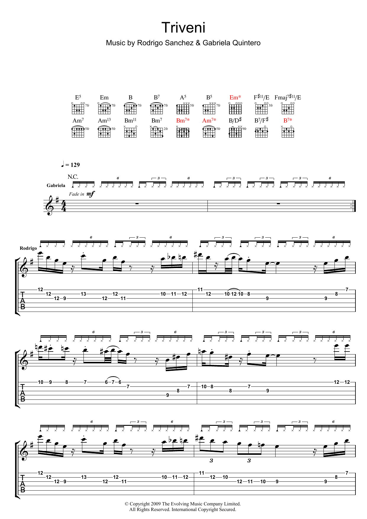 Rodrigo y Gabriela Triveni sheet music notes and chords arranged for Guitar Tab