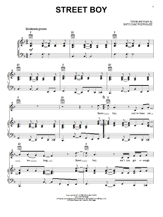 Learn to play Rodriguez Street Boy sheet music for Piano, Vocal & Guitar Chords (Right-Hand Melody) in minutes. Price: 7.8900$ Rodriguez Street Boy sheet music notes and chords arranged for Piano, Vocal & Guitar Chords (Right-Hand Melody)