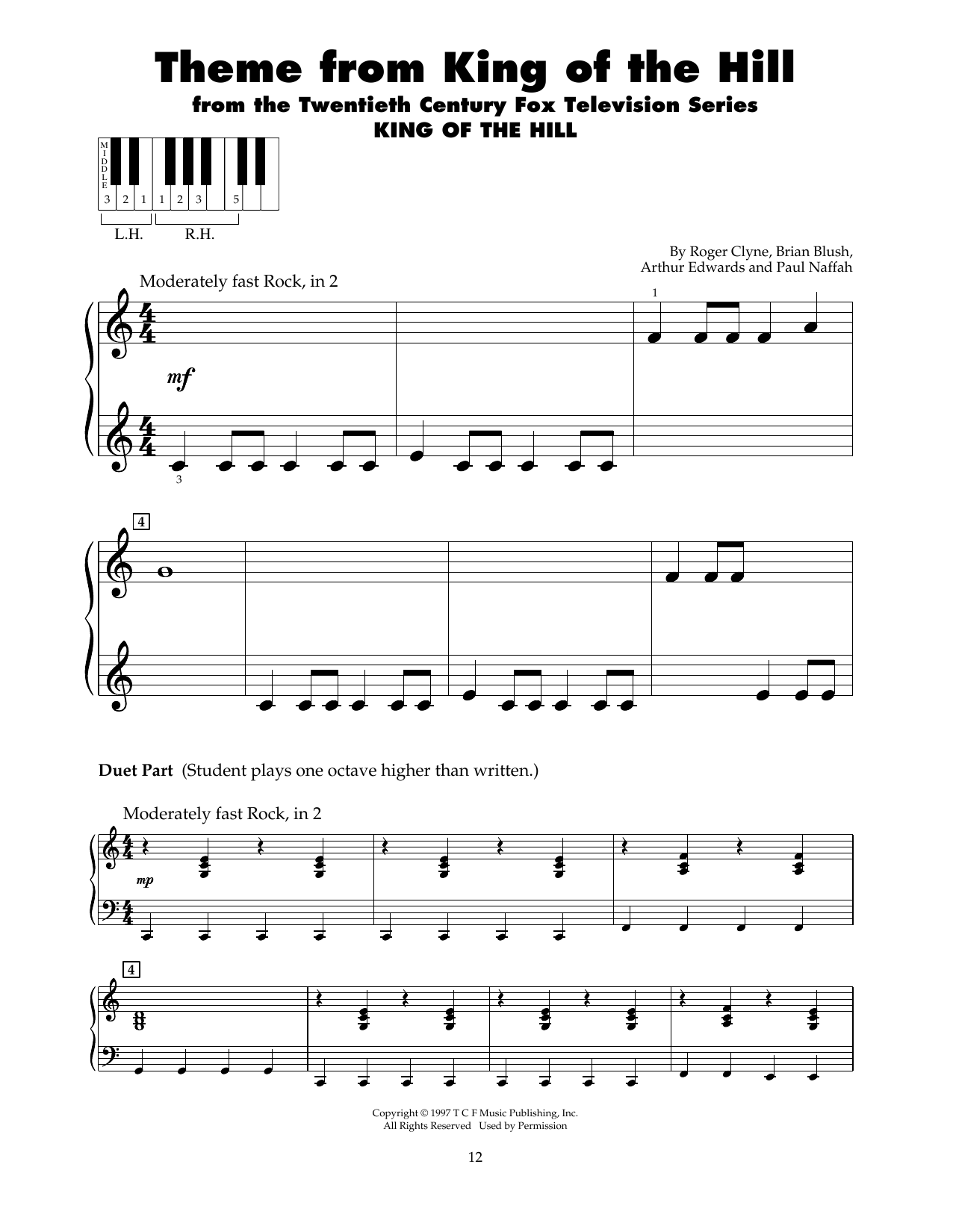 Roger Clyne Theme From King Of The Hill sheet music notes and chords. Download Printable PDF.