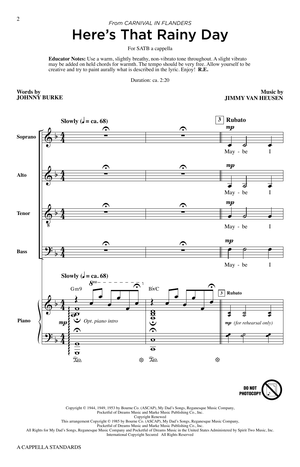 Roger Emerson A Cappella Standards sheet music notes and chords. Download Printable PDF.