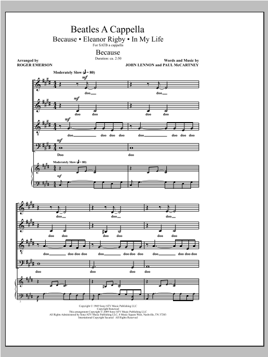 The Beatles Beatles A Cappella (arr. Roger Emerson) sheet music notes and chords. Download Printable PDF.