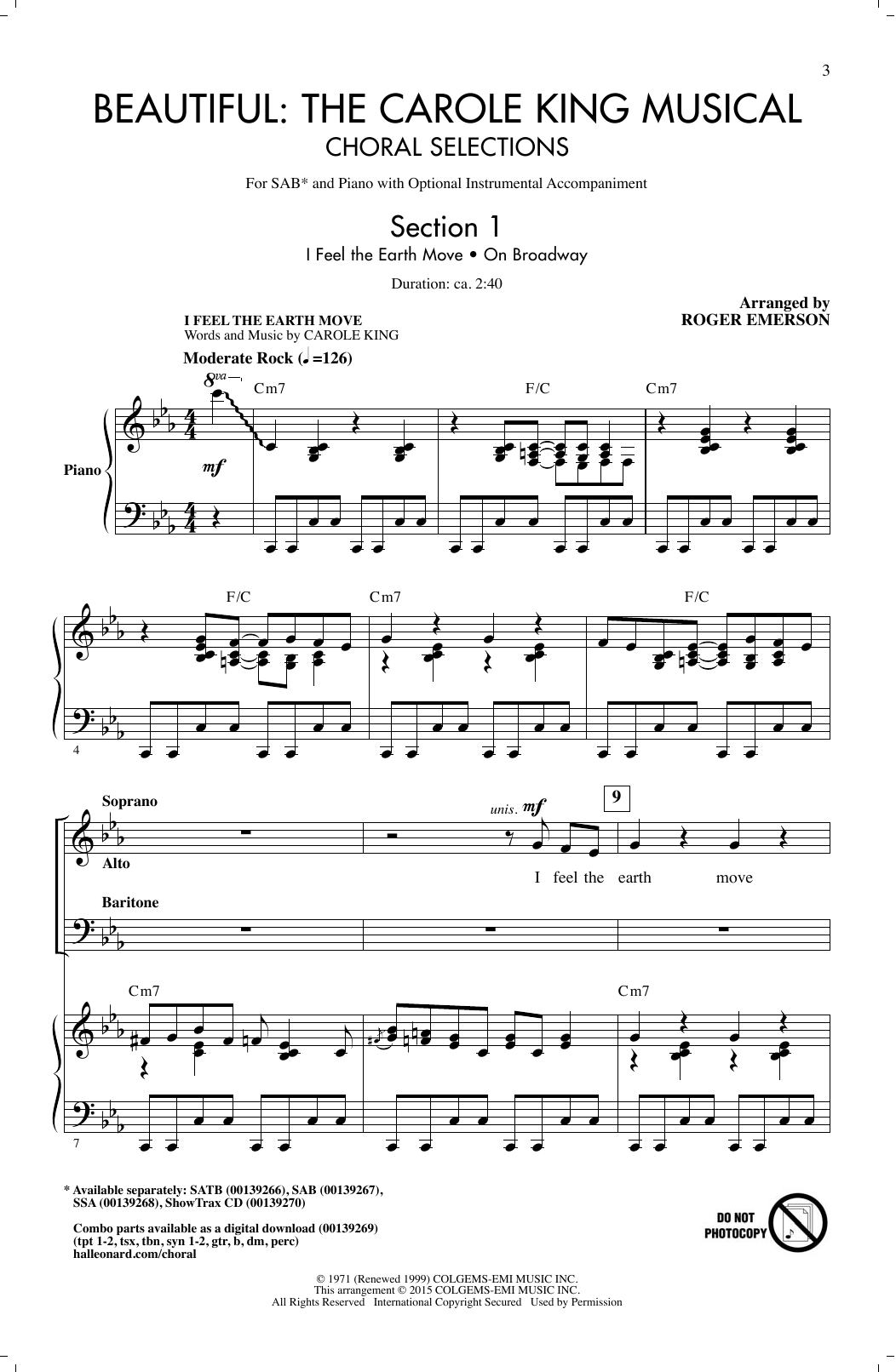Roger Emerson Beautiful: The Carole King Musical (Choral Selections) sheet music notes and chords arranged for SAB Choir