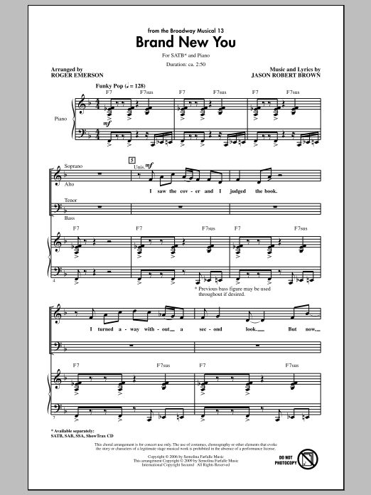 Roger Emerson Brand New You (from 13) sheet music notes and chords. Download Printable PDF.