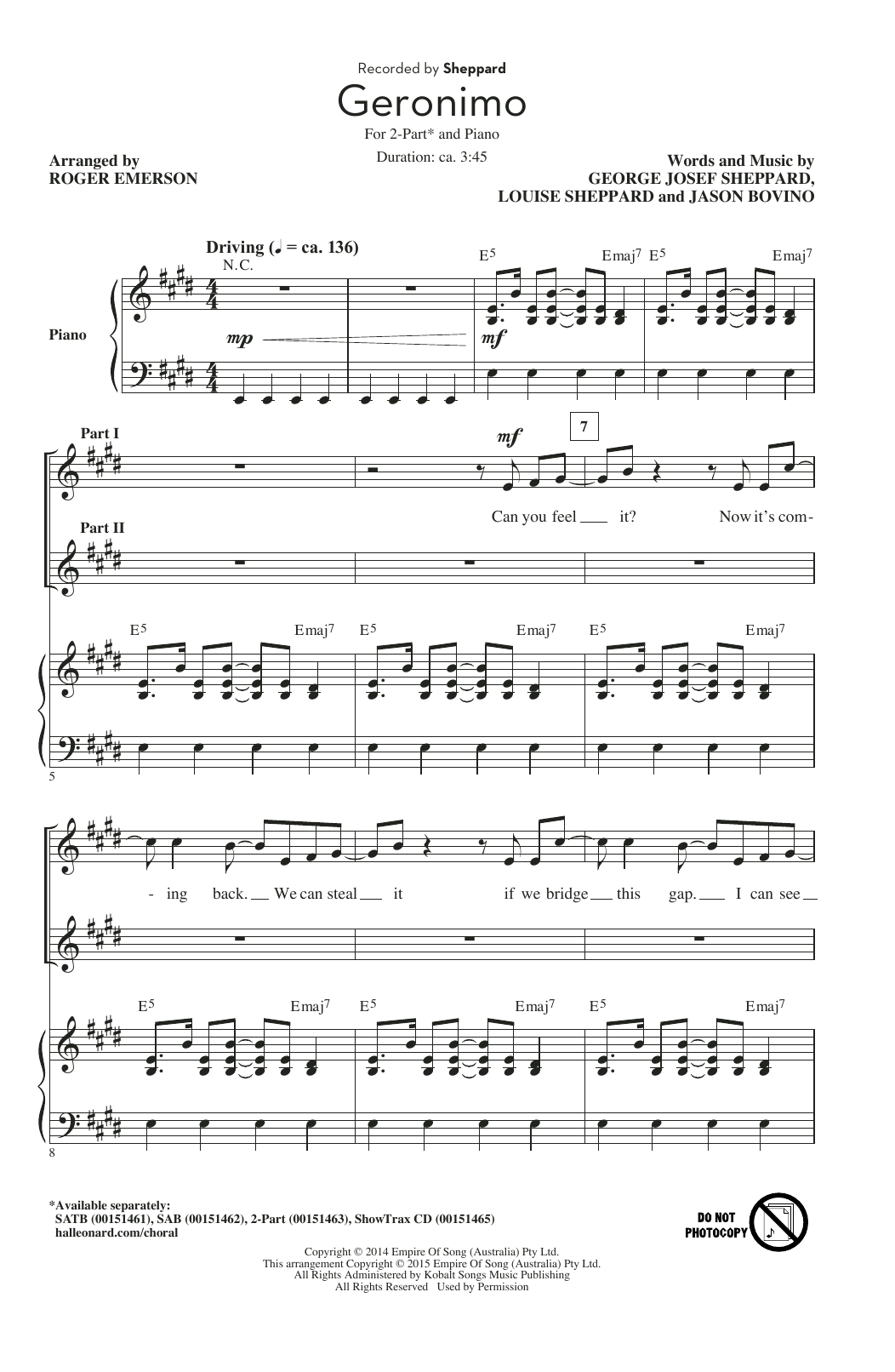 Sheppard Geronimo (arr. Roger Emerson) sheet music notes and chords. Download Printable PDF.