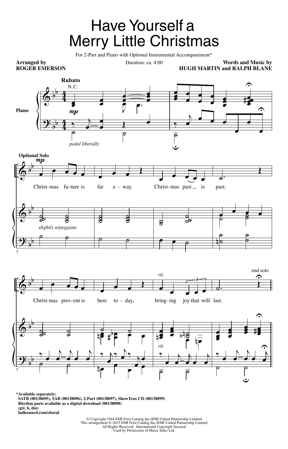 Frank Sinatra Have Yourself A Merry Little Christmas (arr. Roger Emerson) sheet music notes and chords. Download Printable PDF.