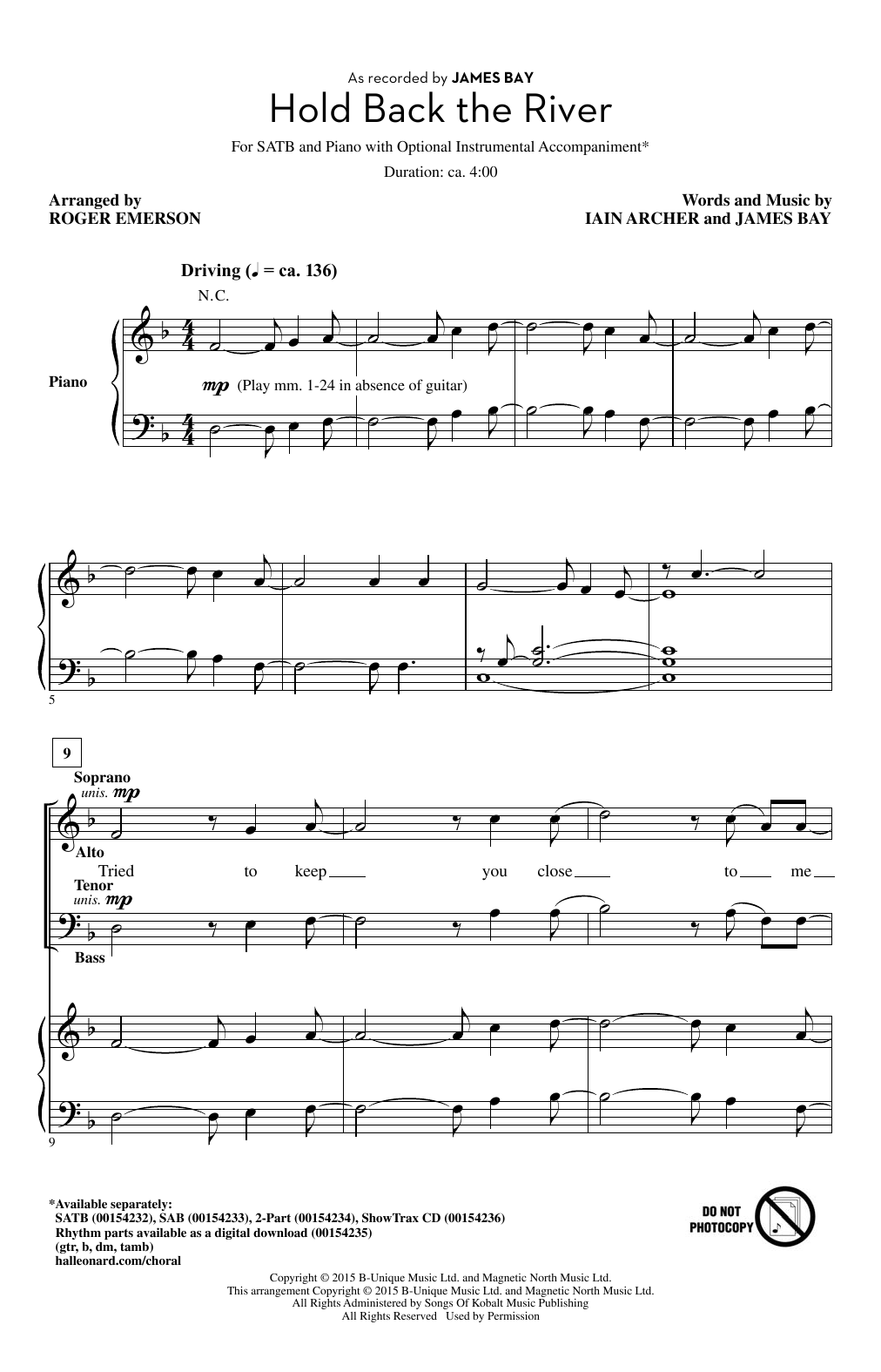 Roger Emerson Hold Back The River sheet music notes and chords. Download Printable PDF.