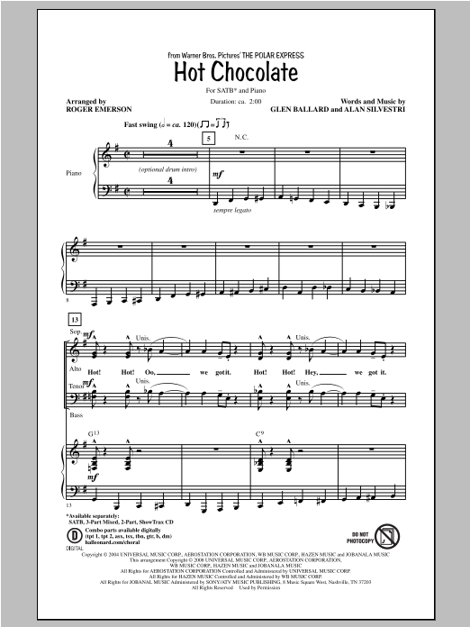 Roger Emerson Hot Chocolate (from Polar Express) sheet music notes and chords. Download Printable PDF.