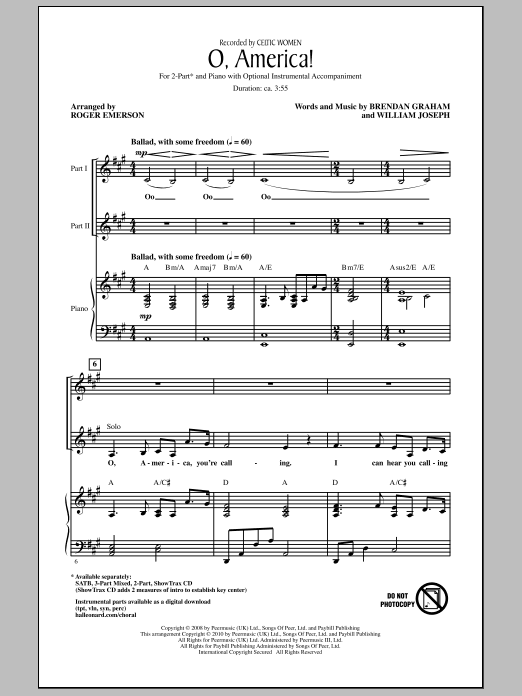 Roger Emerson O, America! sheet music notes and chords. Download Printable PDF.