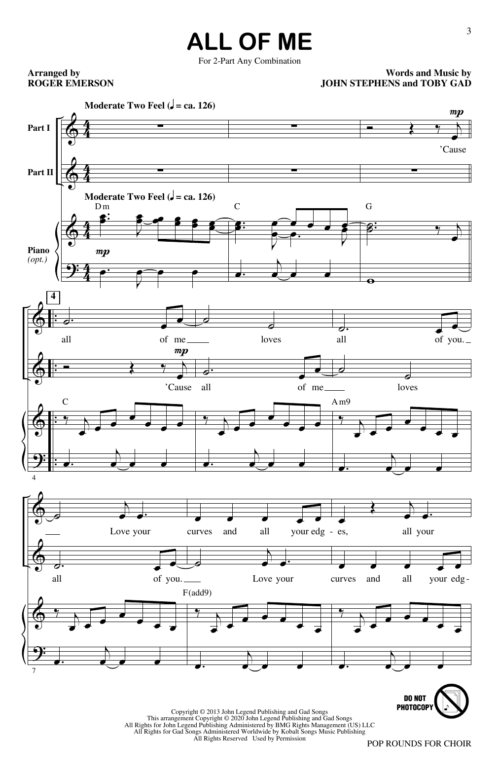 Roger Emerson Pop Rounds for Choir sheet music notes and chords. Download Printable PDF.