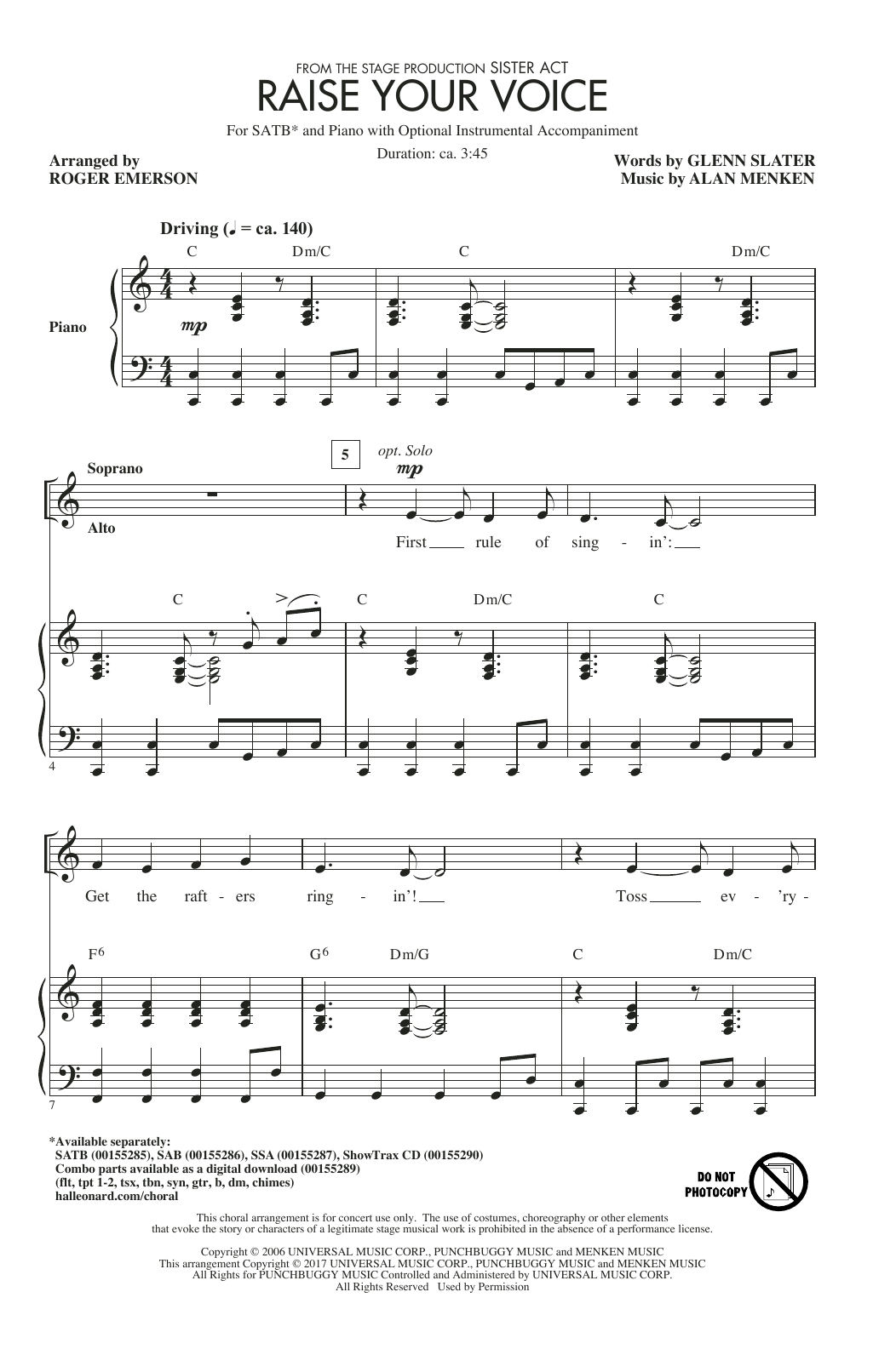 Roger Emerson Raise Your Voice sheet music notes and chords. Download Printable PDF.