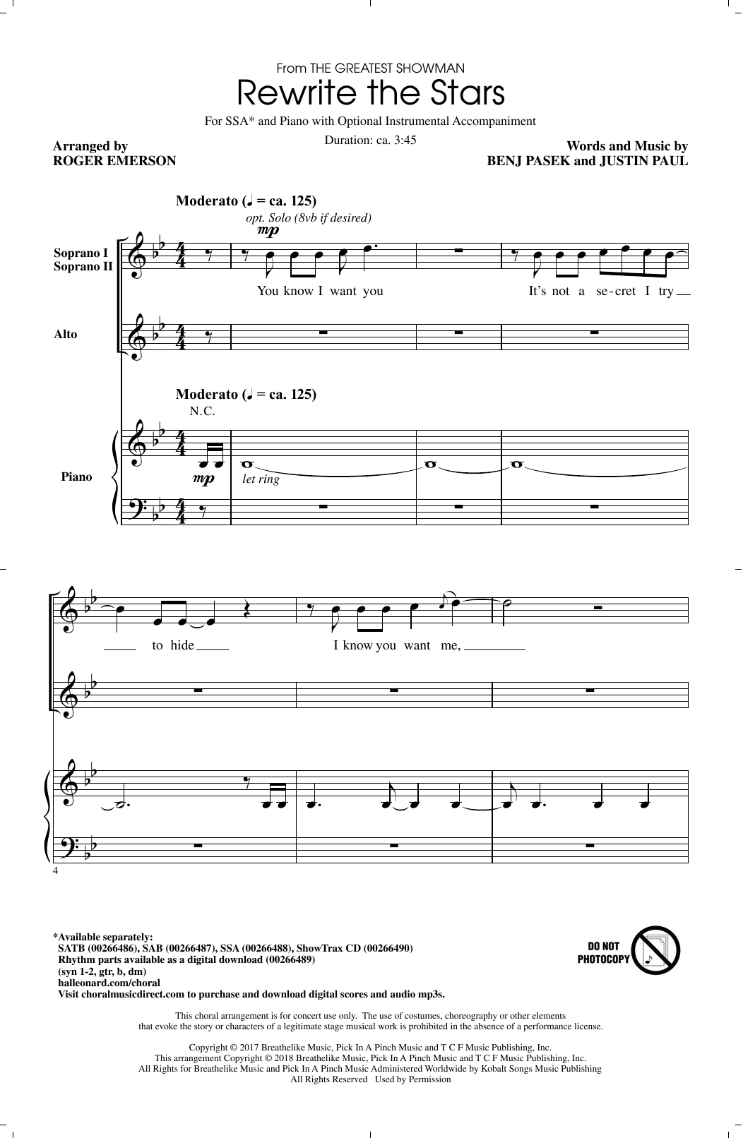 Pasek & Paul Rewrite The Stars (from The Greatest Showman) (arr. Roger Emerson) sheet music notes and chords. Download Printable PDF.