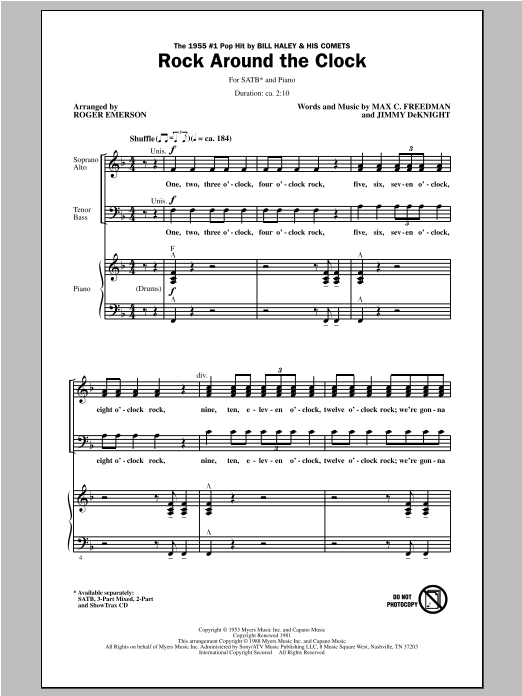 Bill Haley & His Comets Rock Around The Clock (arr. Roger Emerson) sheet music notes and chords arranged for 3-Part Mixed Choir