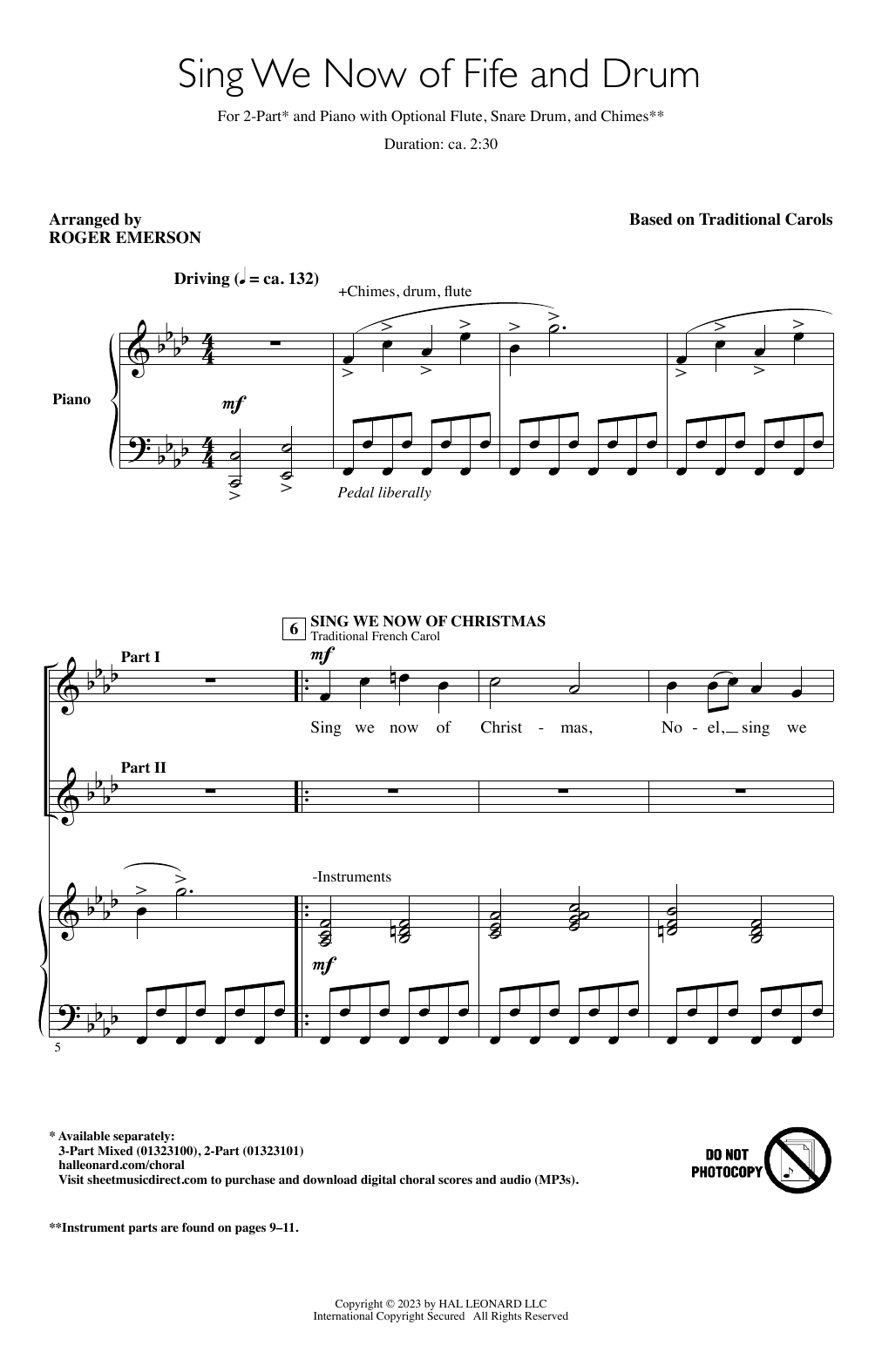 Roger Emerson Sing We Now Of Fife And Drum sheet music notes and chords. Download Printable PDF.