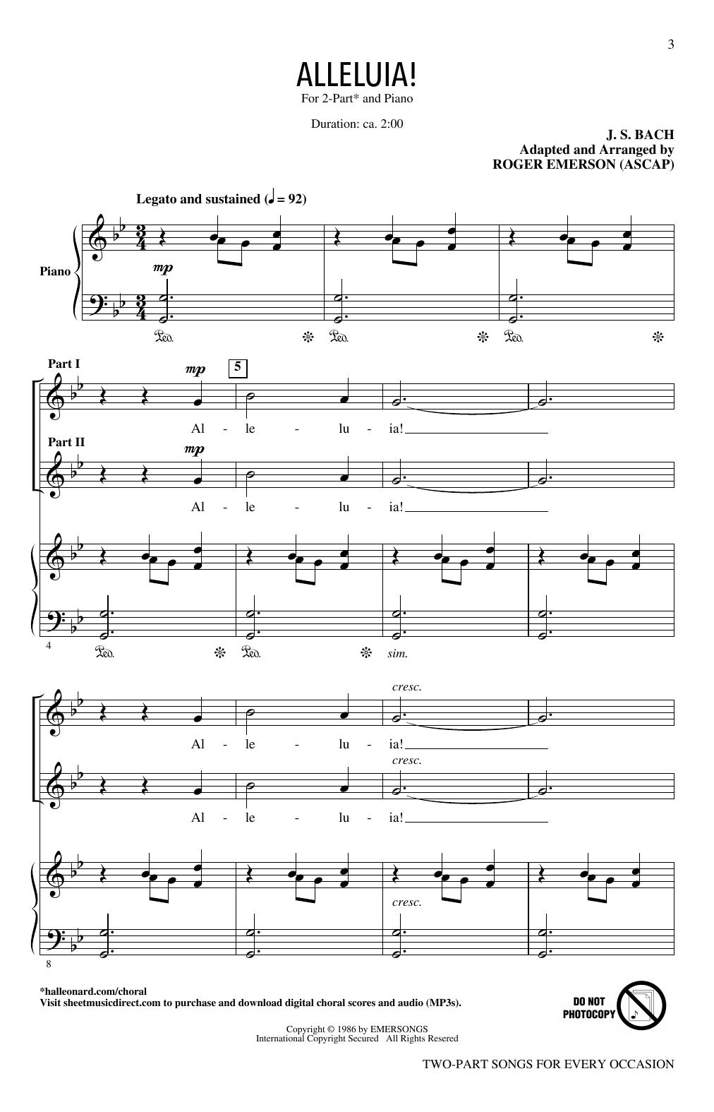 Roger Emerson Two-Part Songs For Every Occasion sheet music notes and chords. Download Printable PDF.