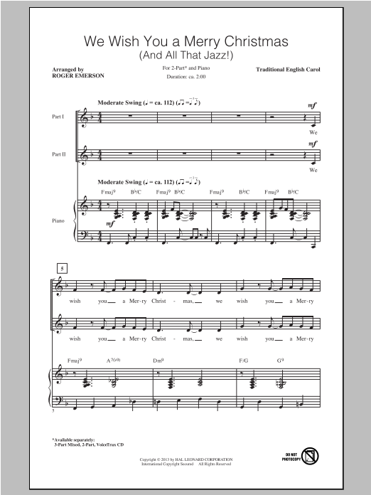 Traditional Carol We Wish You A Merry Christmas (arr. Roger Emerson) sheet music notes and chords arranged for 3-Part Mixed Choir