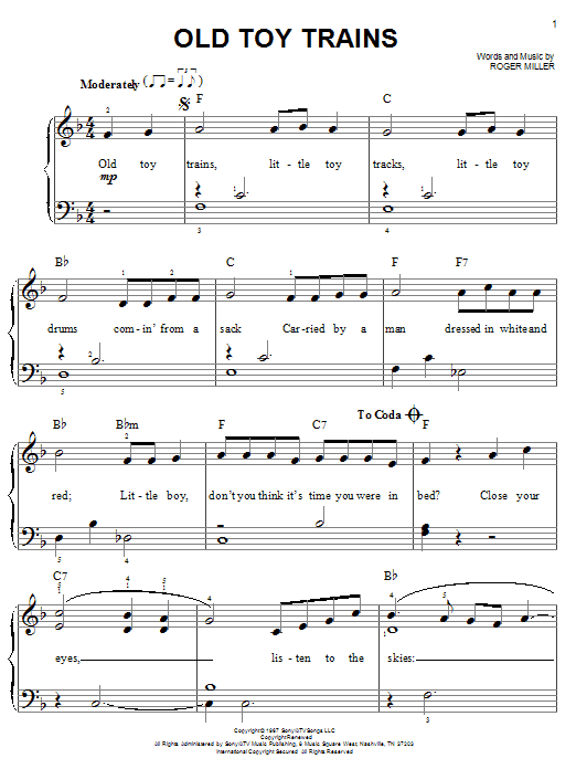 Roger Miller Old Toy Trains sheet music notes and chords. Download Printable PDF.