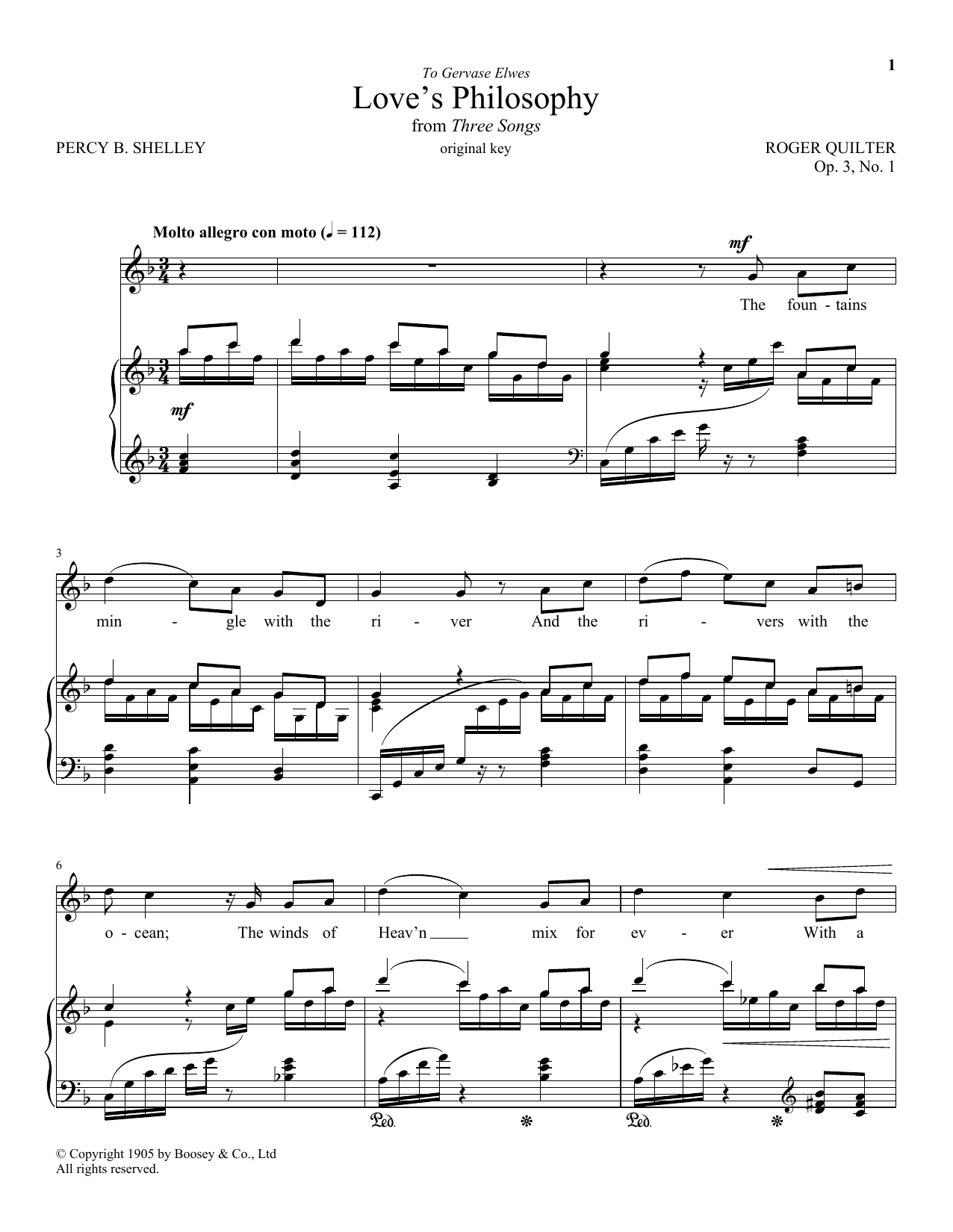 Learn to play Roger Quilter Love's Philosophy, Op. 3, No. 1 sheet music for Piano & Vocal in minutes. Price: 7.8900$ Roger Quilter Love's Philosophy, Op. 3, No. 1 sheet music notes and chords arranged for Piano & Vocal