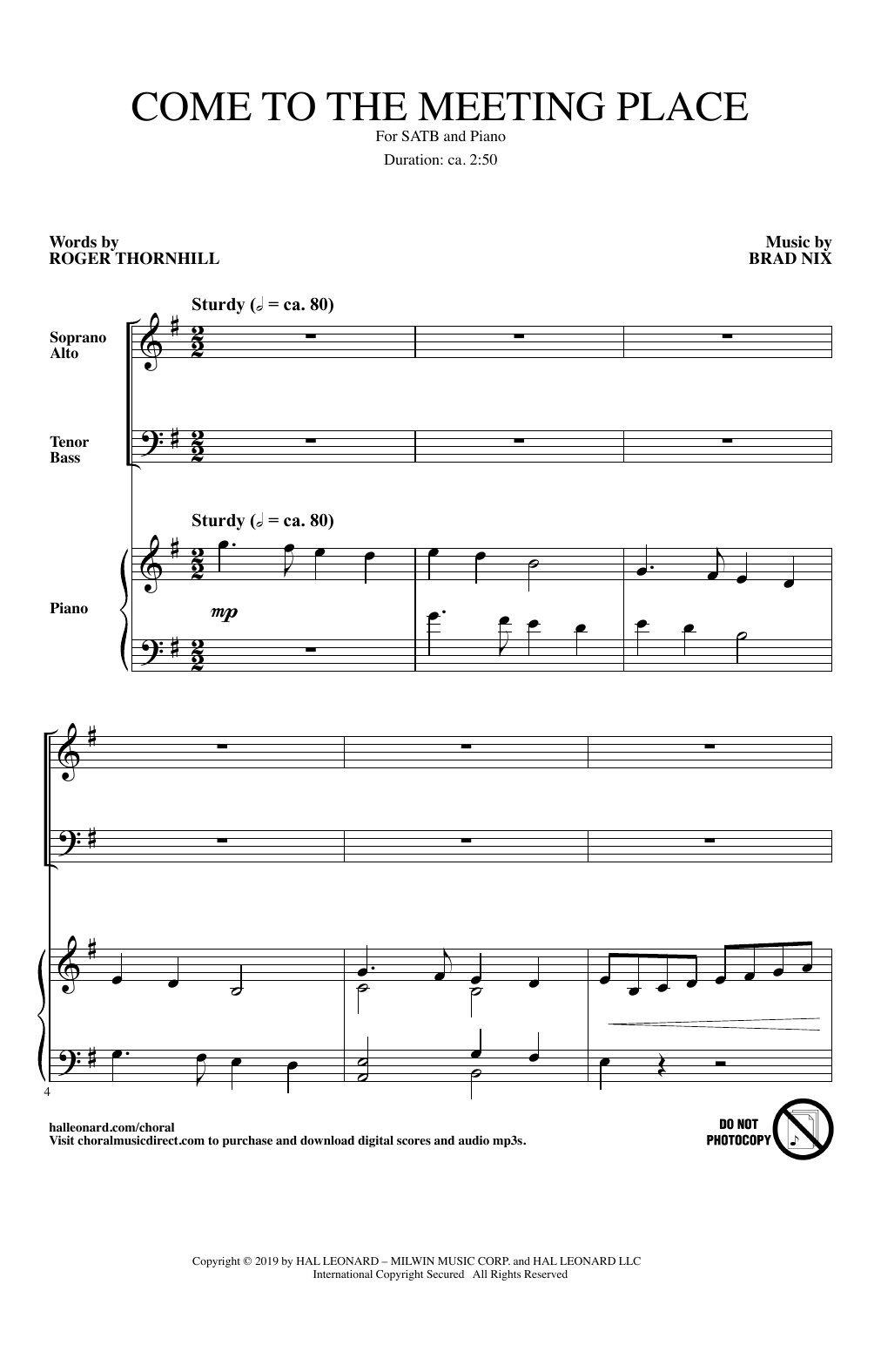 Roger Thornhill and Brad Nix Come To The Meeting Place sheet music notes and chords. Download Printable PDF.