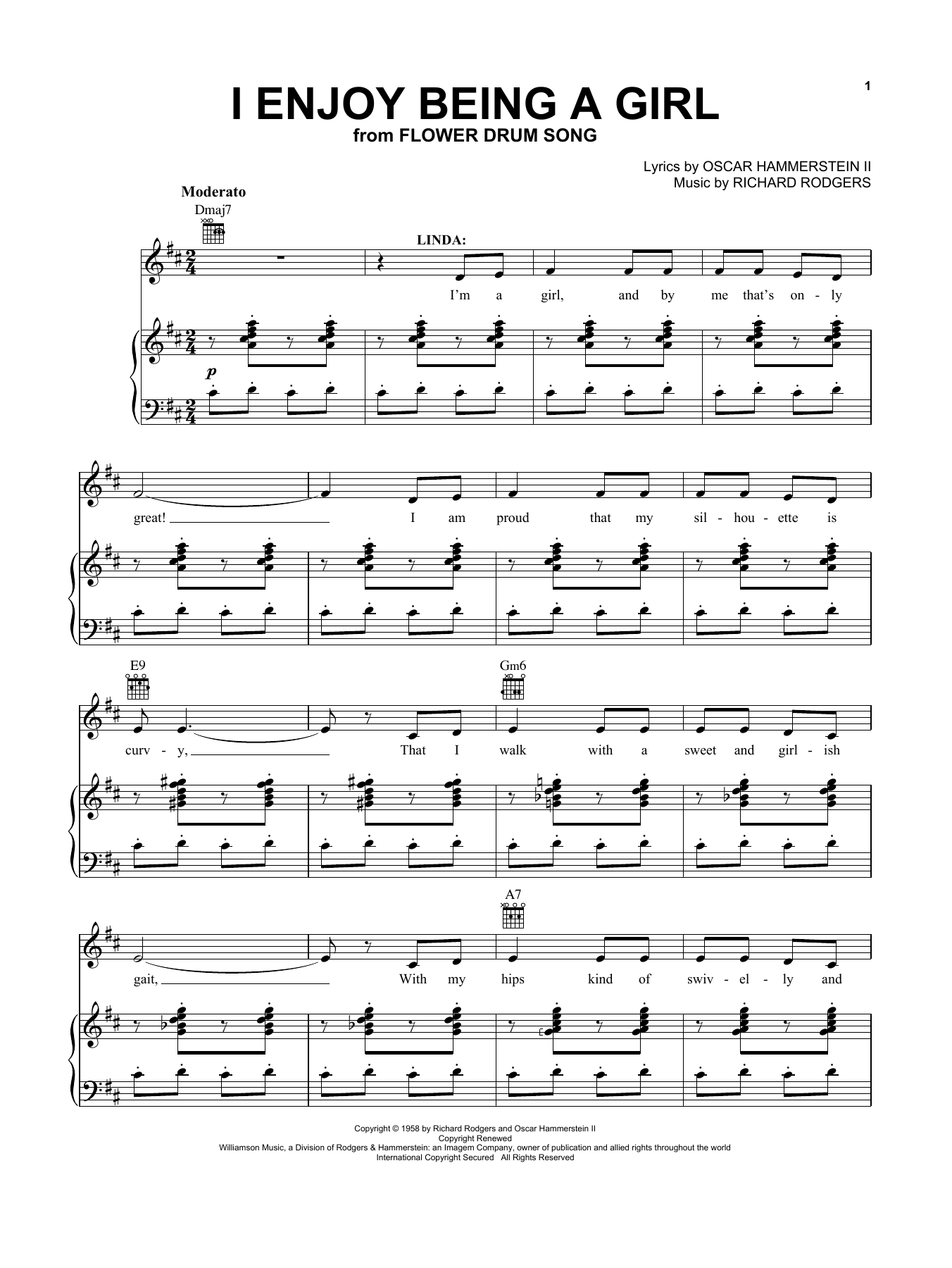 Rogers & Hammerstein I Enjoy Being A Girl sheet music notes and chords. Download Printable PDF.