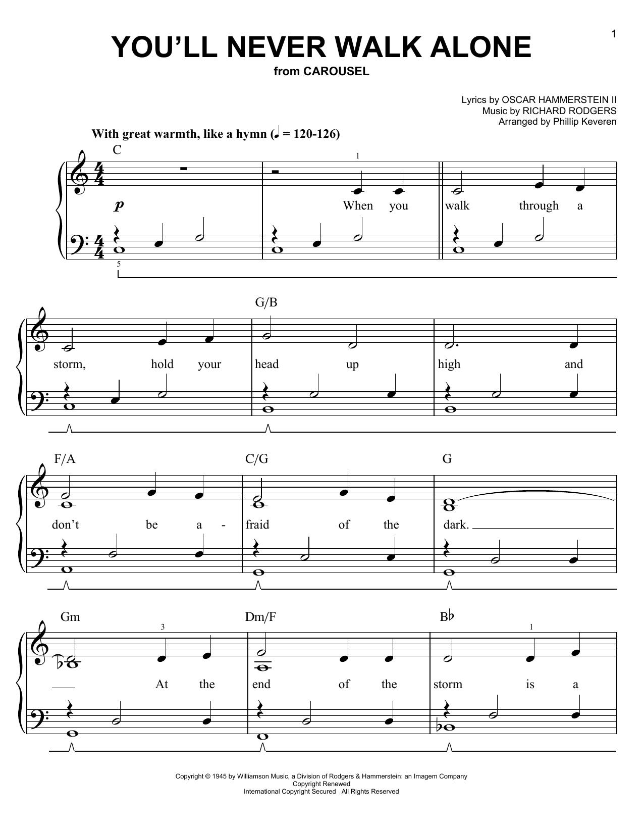 Phillip Keveren You'll Never Walk Alone sheet music notes and chords. Download Printable PDF.