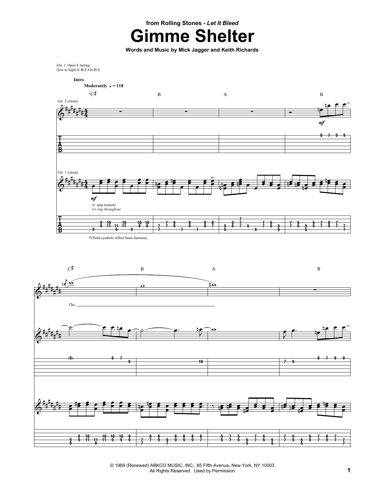 Rolling Stones Gimme Shelter sheet music notes and chords. Download Printable PDF.