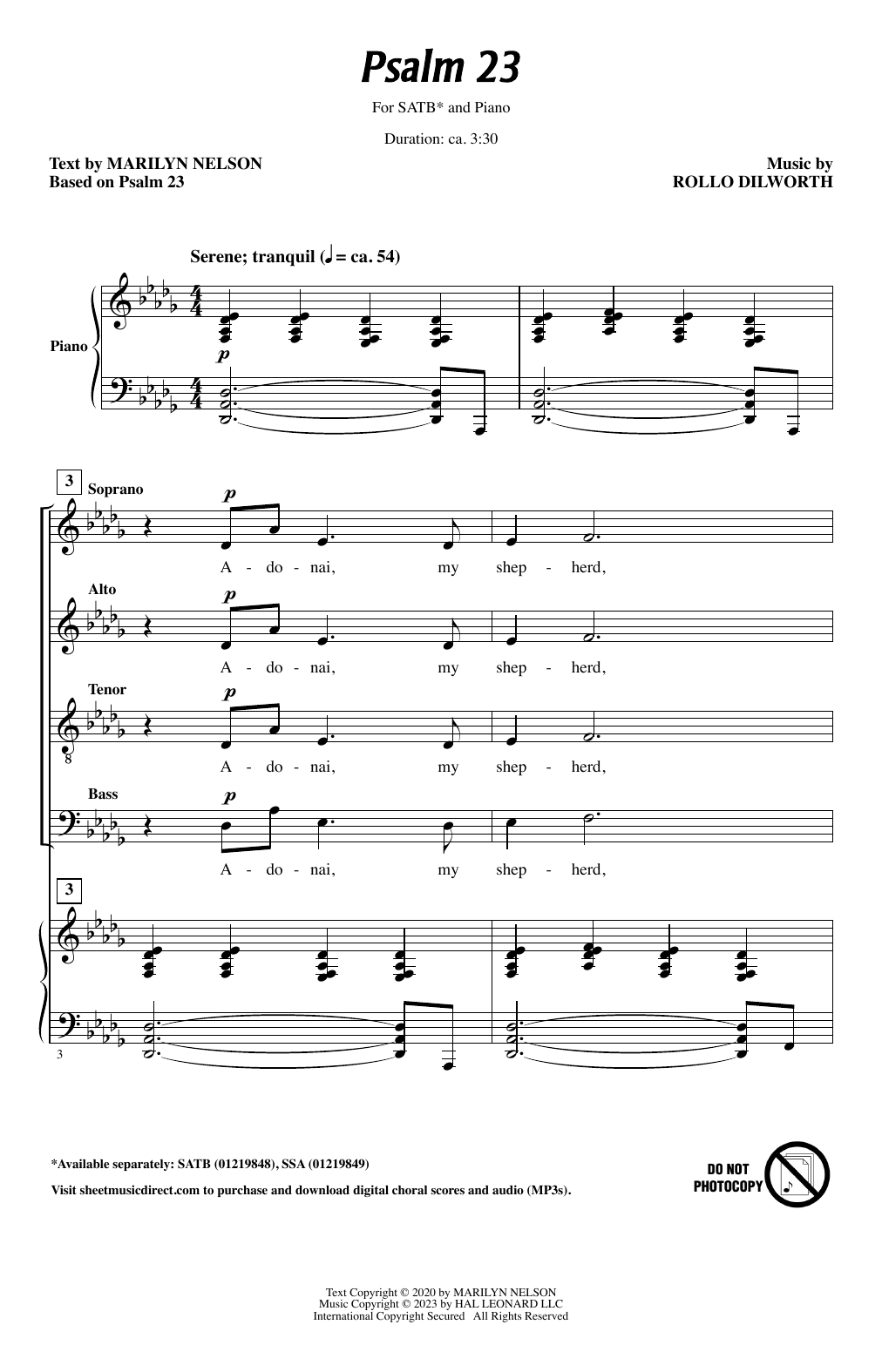 Learn to play Rollo Dilworth Psalm 23 sheet music for SATB Choir in minutes. Price: 3.9900$ Rollo Dilworth Psalm 23 sheet music notes and chords arranged for SATB Choir