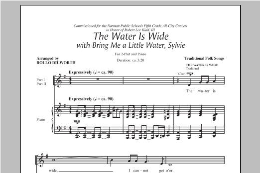 Rollo Dilworth The Water Is Wide (Bring Me A Little Water, Sylvie) sheet music notes and chords. Download Printable PDF.